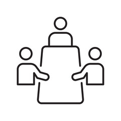 Business meeting line icon, corporate discussion outline, teamwork and collaboration concept.