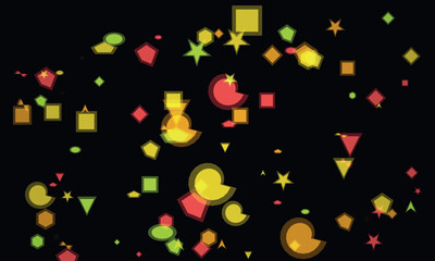 Abstract Geometric Shapes Pattern on Black Background for Graphic Design