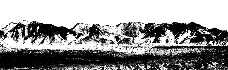 Panoramic andes range mountain isolated graphic