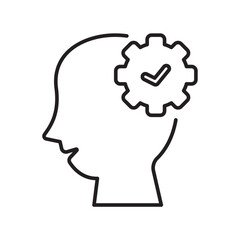 Mind process line icon, thinking outline, intelligence and problem solving concept.
