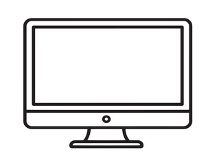 Minimalist computer monitor icon in clean modern line art
