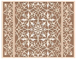 Decorative Panel with Intricate Floral and Geometric Patterns in a Stylish Design