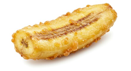 Fried banana golden crust visible inner pulp  seed pattern