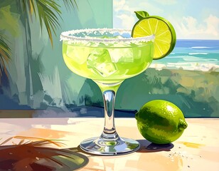 Vibrant margarita with lime