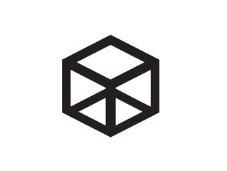Minimalist cube icon in elegant geometric vector line art