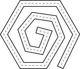 Hexagon Swirl Kids Maze Tracing Line Road Route Illustration