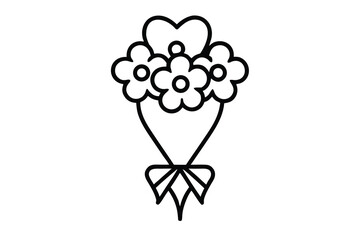 wedding bouquet vector line art flower silhouette