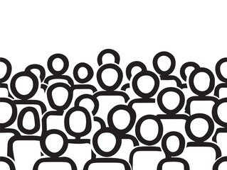Modern crowd silhouette illustration in clean elegant line style