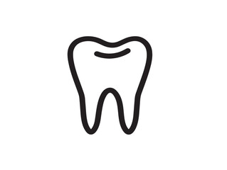 Modern dental tooth icon in clean medical vector line drawing