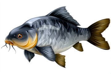Fototapeta premium Common carp fish swimming displaying freshwater wildlife