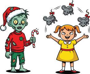 Christmas zombie cartoon, 