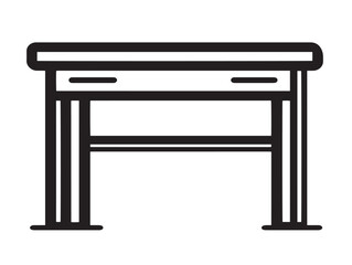 Sleek desk outline for workspace themed vector designs