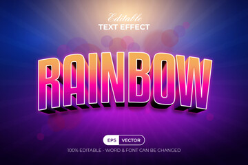 Rainbow Text Effect Colorful Gradient 3D Style. Editable Text Effect.