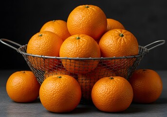 Tangerines in a vintage wire mesh strainer