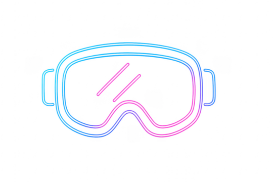 Neon ski goggles virtual reality vector illustration