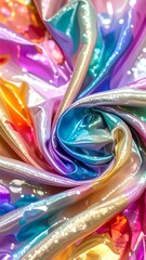 Vibrant, swirling fabric in iridescent colors