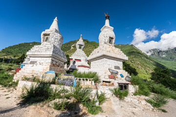white pagodas of Puluwo, Jiaju, Danba county, Garzê Tibetan Autonomous Prefecture, Sichuan,  China