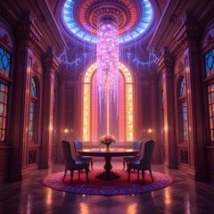 beautiful lighting interior, luxurious space, high-end space, elegant space, sophisticated space, digital art, AI Generative