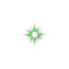 Shiny Green Star Light Flare. Green Glow Sparkle Effect for Magic Design Elements