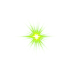 Shiny Green Star Light Flare. Green Glow Sparkle Effect for Magic Design Elements