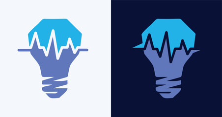 Heartbeat Lightbulb Logo Set – Medical Innovation and Idea Icons