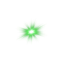 Shiny Green Star Light Flare. Green Glow Sparkle Effect for Magic Design Elements