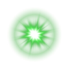 Bright Green Sunlight Lens Flare with Glow and Transparent Background for Light Overlay Effects