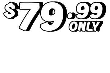 price tag $79.99 dollars sign symbol on transparent background. 3d white color Perfect for advertising, sale banners, product promotion, discount labels, and e-commerce graphics design elements.