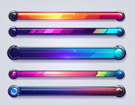 Colorful, Modern, Futuristic Progress Bars and Loading Indicators Design