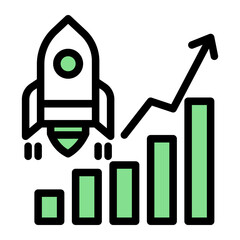 Business Launch Profit Boost icon from the Customer Development icon collection (Outline Color Lineal Style)