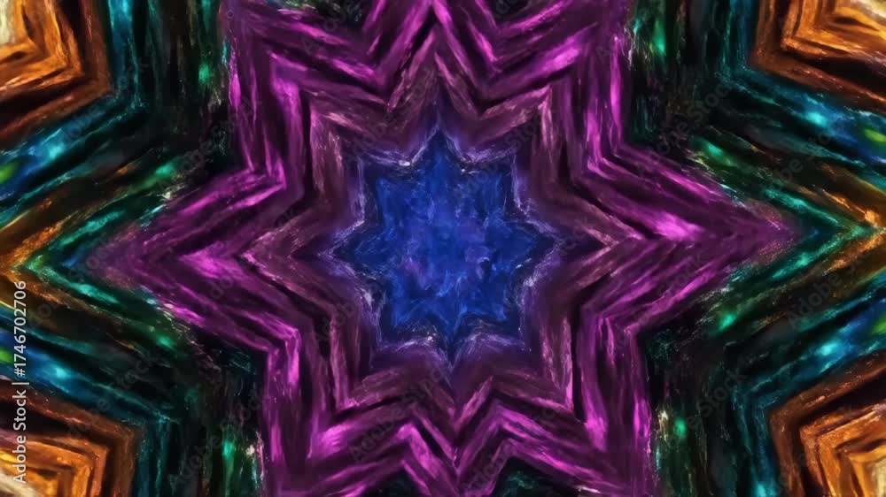 Sticker dynamic kaleidoscopic abstract geometric patterns shifting and turning, creating a psychedelic lens 