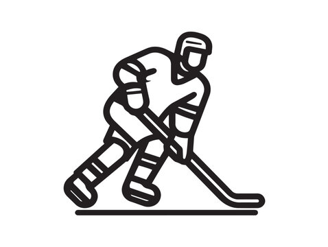 black hockey player action pose clip art preview