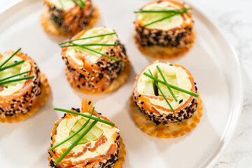 Smoked Salmon Jumbo Cream Cheese Rolls From Assembly to Plating