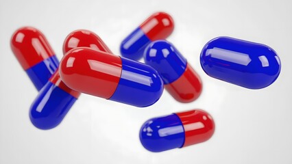colorful pills on white background