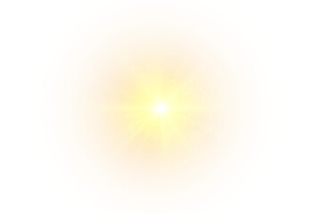 Yellow Star Flash with Sparkles .Soft Sun Glow PNG, Isolated Light Effect with Lens Flare, No Rays, Subtle Sunlight Vector for Transparent Background, Highlight, and Bright Design Projec	
