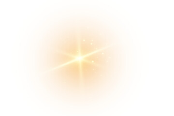 Yellow Star Flash with Sparkles .Soft Sun Glow PNG, Isolated Light Effect with Lens Flare, No Rays, Subtle Sunlight Vector for Transparent Background, Highlight, and Bright Design Projec	
