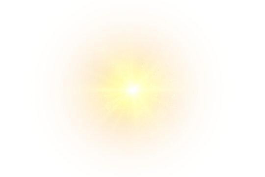 Yellow Star Flash with Sparkles .Soft Sun Glow PNG, Isolated Light Effect with Lens Flare, No Rays, Subtle Sunlight Vector for Transparent Background, Highlight, and Bright Design Projec	
