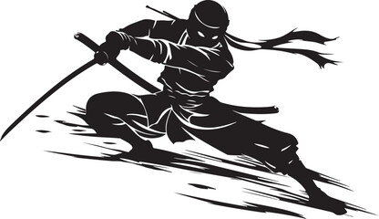 Fototapeta premium Samurai Ninja Sword Battle Silhouettes