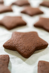 Step-by-Step Chocolate Gingerbread Cookies with Star-Shaped Cutouts
