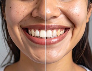 Comparison of Skin and Teeth, Before and After, Beauty and Dental Care