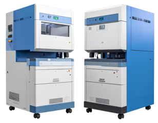 Genetic sequencing machine bundle with two variations isolated on a transparent background.