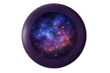 Frisbee disc containing vibrant space nebula and stars