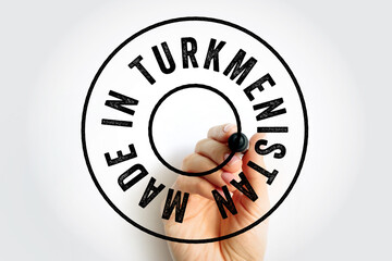 Made in Turkmenistan text emblem stamp, concept background
