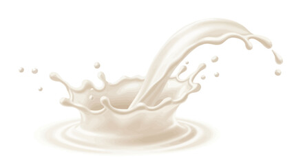 Milk splash vector illustration on a clean white background for food and beverage concepts, white background