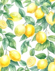 Watercolor lemon pattern