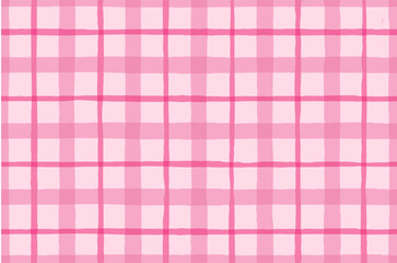 Pink checkered vichy print in baby style. Cute seamless tartan pattern. Vector illustration of tartan vichy plaid for textile, packaging and fabric print in picnic style.