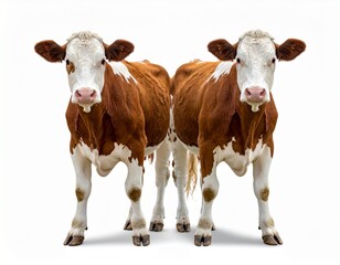 The cows stand on a completely separate white background.