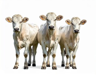 The cows stand on a completely separate white background.