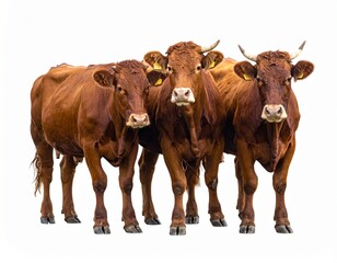 The cows stand on a completely separate white background.