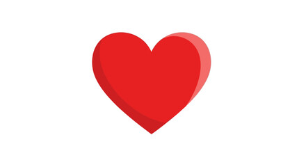A simple, bright red heart graphic with subtle shading and rounded shape, white background